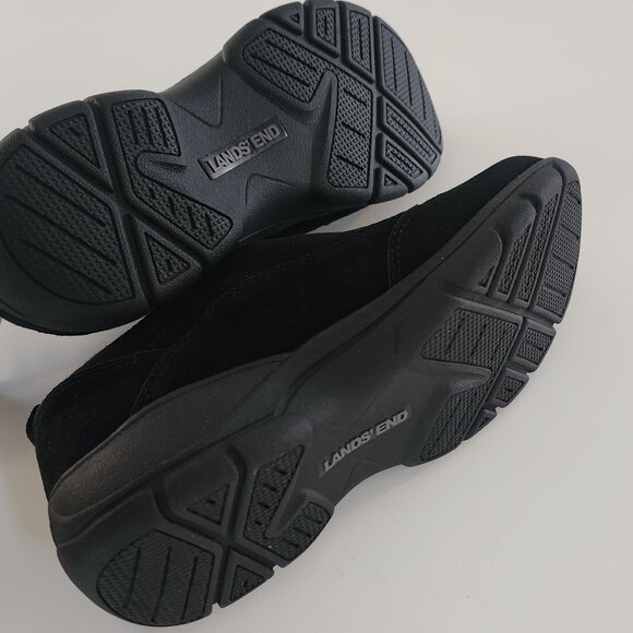 nwt Lands' End All Weather Insulated Black Suede Front-Zip Moc Shoe - Picture 5 of 6